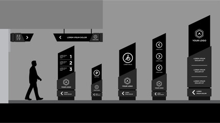 Exterior and interior signage template set corporate identity