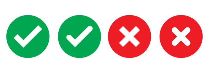 Click the check mark vector button. Vector of a red cross with a green checkmark.