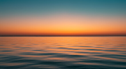 Serene Sunset Over Calm Ocean Waters Peaceful Evening Seascape