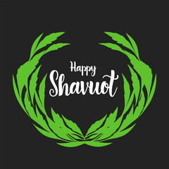 Vintage chalkboard-style happy shavuot typography featuring wheat illustration for festive design