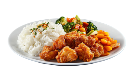 Top view of home cook Chinese fried rice isolated on transparent background