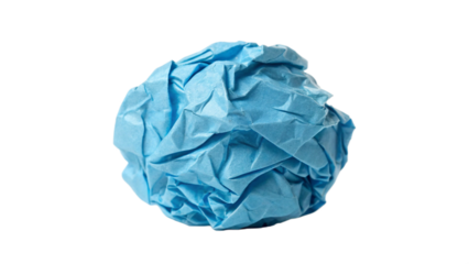 Crumpled Blue Paper Ball Isolated on Black Background for Creative Concepts