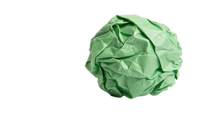 Obraz premium Crumpled Green Paper Ball Isolated on Black Background Close Up View