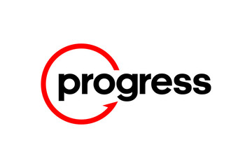 word progress. modern minimalist  geometric creative headline, contemporary branding.