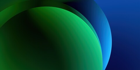 Abstract overlapping green and blue shapes in dark ambient light