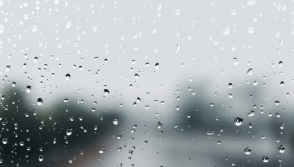 Raindrops on glass, blurred background