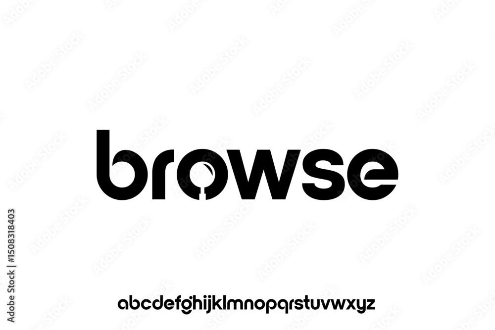 Fototapete word browse . modern minimalist geometric circular font with rounded edges.