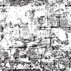 Vector seamless pattern with brick wall, stone. Or worn, scratched, gray background. Old, broken, chipped shell rock with holes. Suitable for fabric, wallpaper. AI is not used