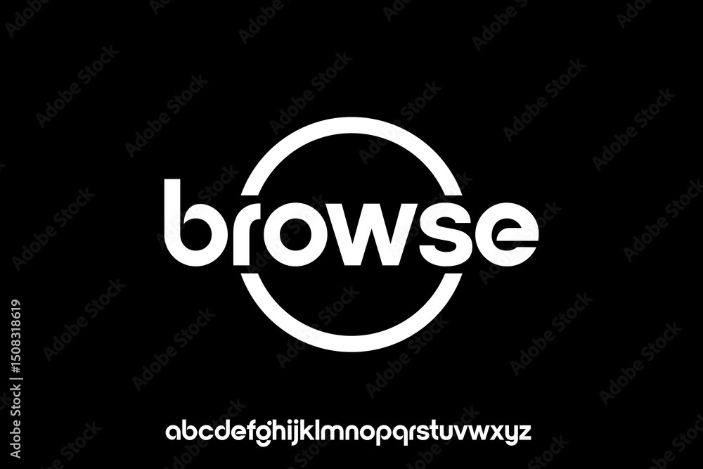 Fototapete word browse . modern minimalist geometric circular font with rounded edges.