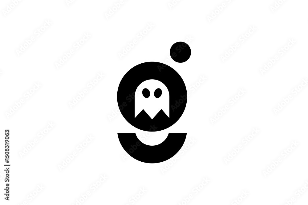 Fototapete letter g abstract ghost modern minimalist geometric circular font with rounded edges.