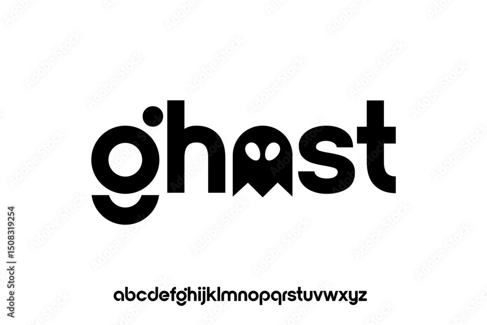 Fototapete word ghost modern minimalist geometric circular font with rounded edges.