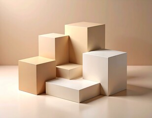 Beige and White Cubic Product Display Platforms Background