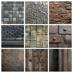 Nine textured surfaces, urban materials