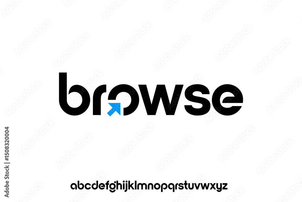 Fototapete word browse . modern minimalist geometric circular font with rounded edges.
