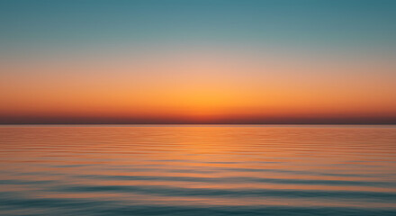 Serene Sunset over Calm Ocean Water Tranquil Coastal Seascape at Dusk