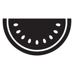 Watermelon fruit slice or cross section with seeds line art vector icon for apps and websites. Vector black silhouette. with white background