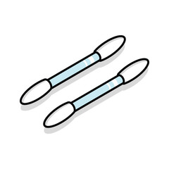A modern isometric icon of cotton swabs in container