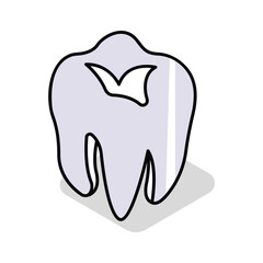 A sleek isometric icon illustrating clean tooth