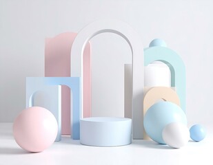 Pastel Geometric Abstract Arch Display Product Platform Scene