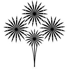 Fototapeta premium Silhouette vector of fireworks for American holiday creative kits and festive layouts.