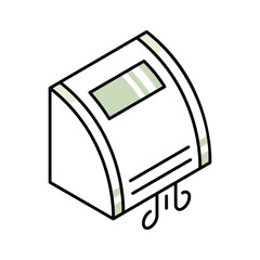 Modern isometric icon showing electric hand dryer device