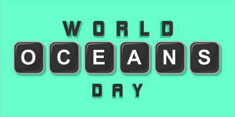 World oceans day design with turtle. Sea turtle trapped in plastic celebrating world ocean day