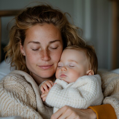 Peaceful Morning Cuddle with Mom
