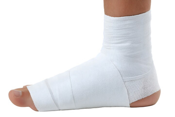 Foot Wrapped in White Elastic Bandage for Support and Recovery