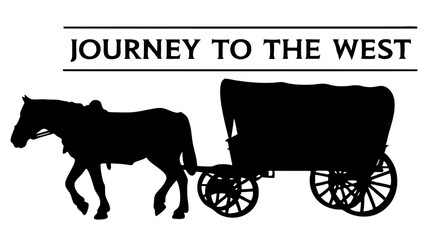 "Commemorative Pioneer Day poster: horse and wagon silhouette in black, evenly lit against a white background. 'HONOR THE PAST' in block black caps above, with wagon wheels and reins in muted gold."