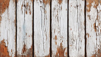Weathered, painted wooden planks