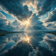 sunset over the lake