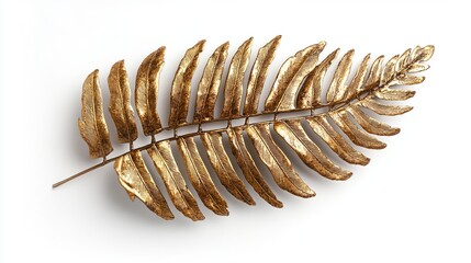 Obraz premium Gold fern leaf, detailed, on white background