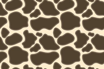 Hand drawn vector illustration with seamless animal skin and cow pattern.