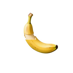 Partially peeled banana graphic isolated on white background