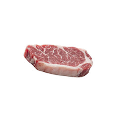 Raw beef steak slice isolated on white background