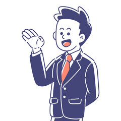 スーツで案内する男性_上半身