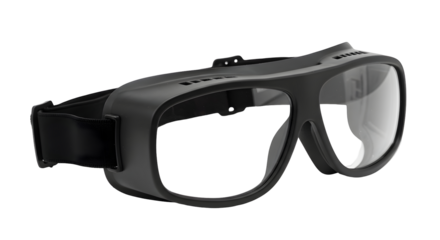 Black Safety Glasses with Transparent Visor and Adjustable Strap