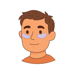 Man using under eye patches for skincare routine