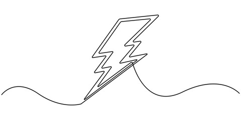Lightning icon vector. electric sign and symbol. power icon. energy sign continuous line drawing doodle, Lightning Bolt Continuous Line Art Illustration, Lightning Bolt Continuous Line Art.