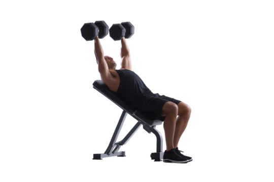 Man Lifting Dumbbells on Bench Press for Exercise and Strength - Powered by Adobe