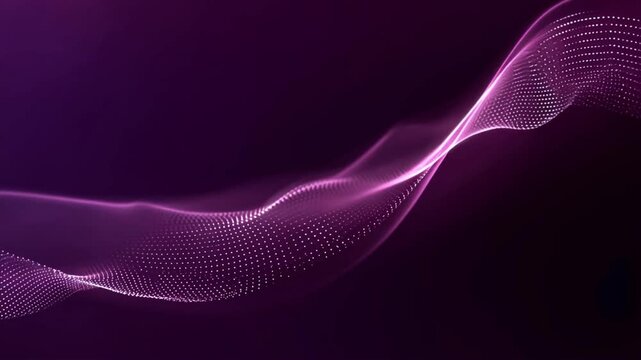 Purple background with soft wavy lines and tiny dots forming a digital mesh, abstract tech flow concept, futuristic network grid design