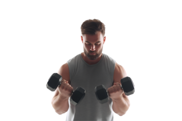 Man Lifting Dumbbells Exercising for Strength Training and Fitness