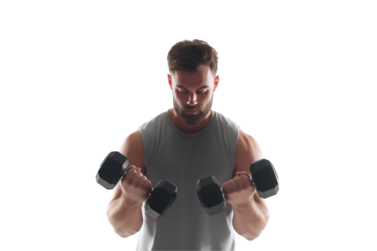 Man Lifting Dumbbells Exercising for Strength Training and Fitness
