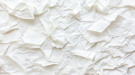 Obraz premium Crumpled white paper texture showcasing intricate folds and shadows