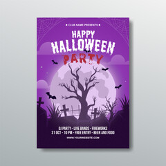 creepy halloween party poster celebration template design