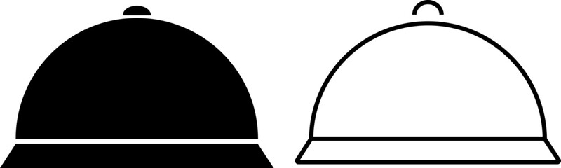 cloche icon. serving food and drinks. Service restaurant and hotel. holding tray icon. house special consisting of serving. bell covering dish icons
