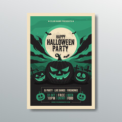 horror halloween party poster template design