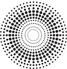 Abstract Halftone Dot Circle Pattern in Radial Symmetry, Geometric Circular Halftone Dot Illustration, Abstract Radial Dotted Vector Design, Abstract Radial Dotted Vector