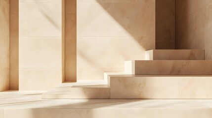 Beige steps in a minimalist interior setting.