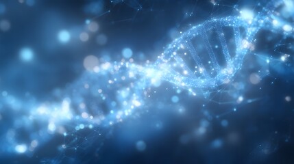 Futuristic digital backdrop with abstract geometric patterns and shapes in shades of blue and green representing medical scientific and technological concepts